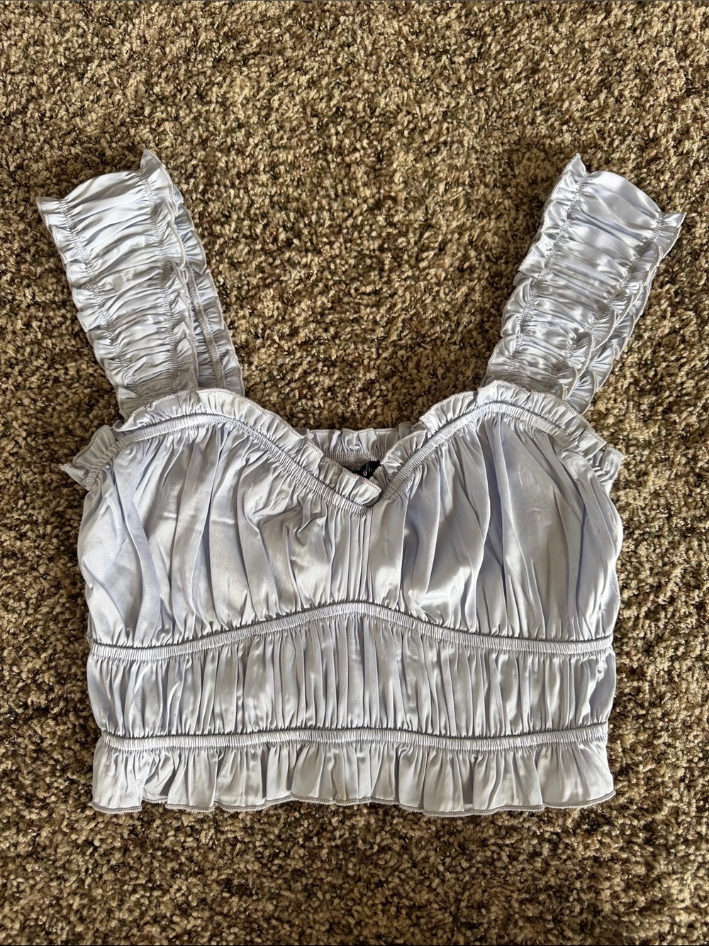 Blue Blush Satin Crop Top - Light Blue